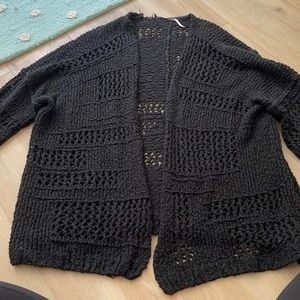 Free People Black Chunky Oversized Knit Cardigan Sz M